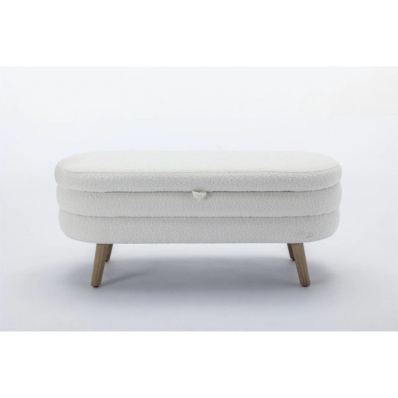 Storage Bench with Boucle Fabric and Internal Storage