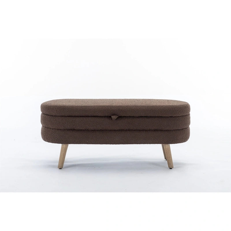 Banc de rangement en tissu bouclé avec espace de rangement interne