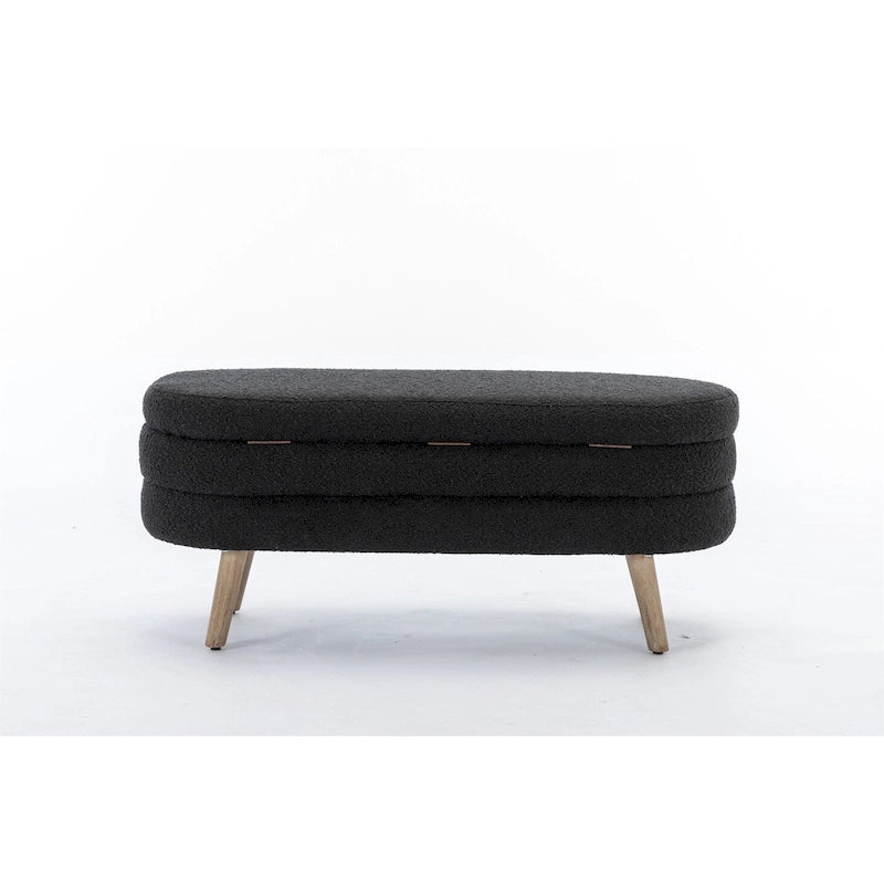 Banc de rangement en tissu bouclé avec espace de rangement interne