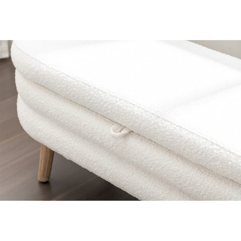 Storage Bench with Boucle Fabric and Internal Storage