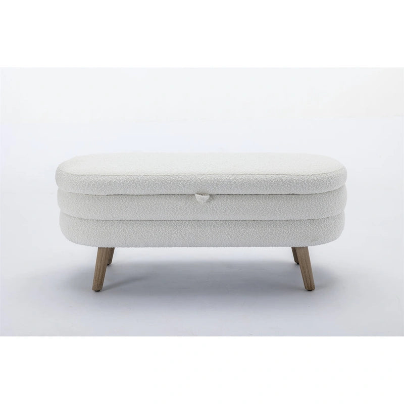 Storage Bench with Boucle Fabric and Internal Storage