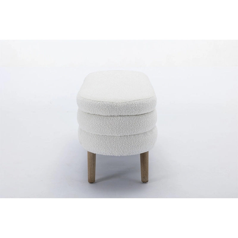 Storage Bench with Boucle Fabric and Internal Storage