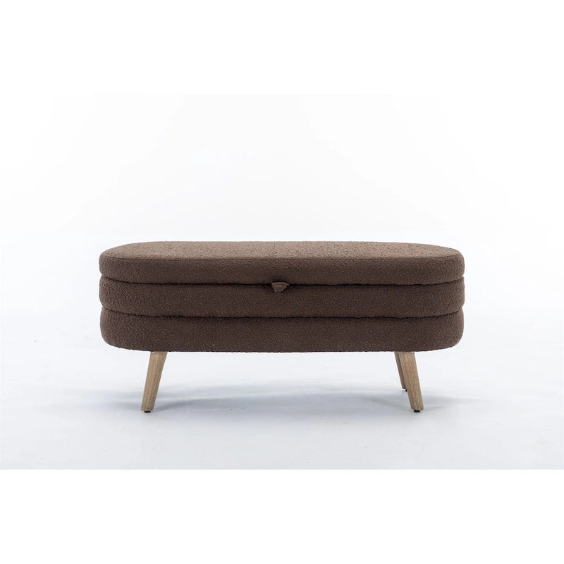 Storage Bench with Boucle Fabric and Internal Storage