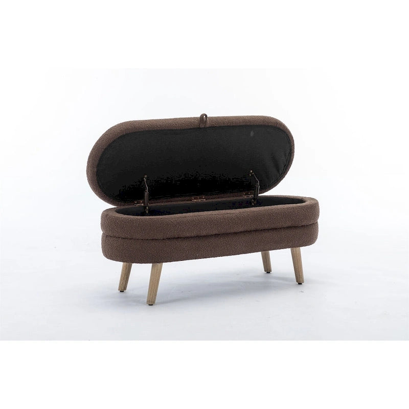 Storage Bench with Boucle Fabric and Internal Storage