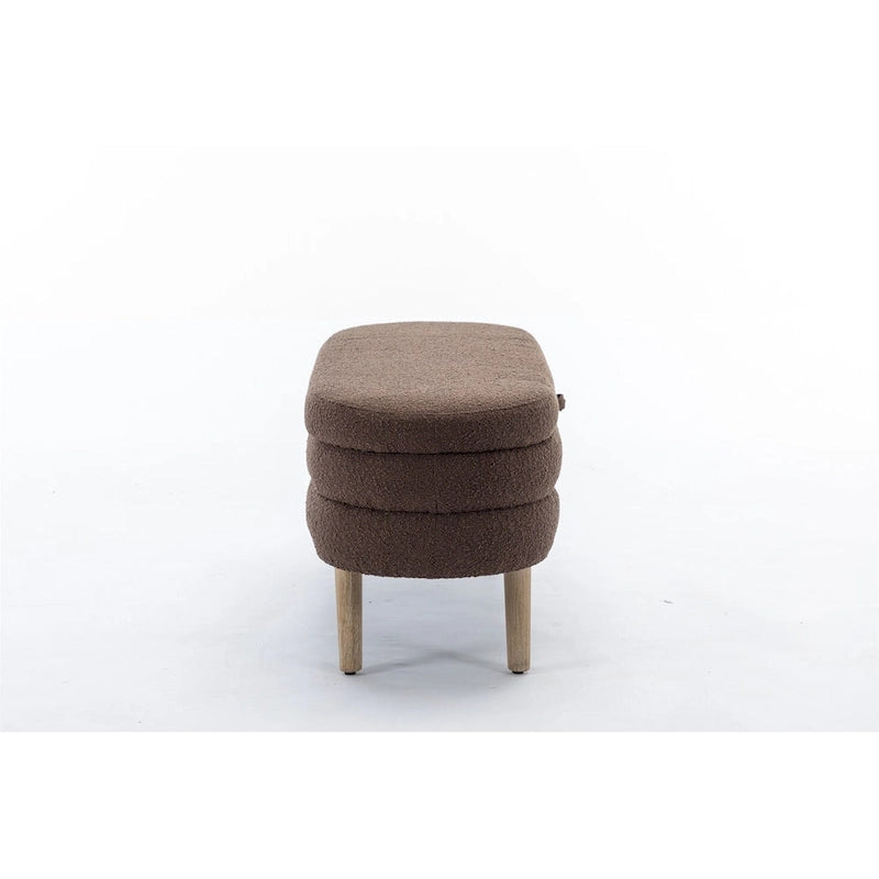 Storage Bench with Boucle Fabric and Internal Storage
