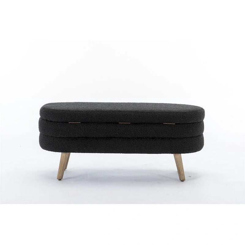 Storage Bench with Boucle Fabric and Internal Storage