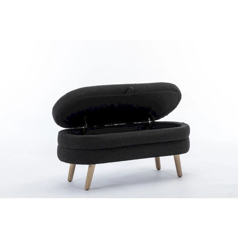 Storage Bench with Boucle Fabric and Internal Storage