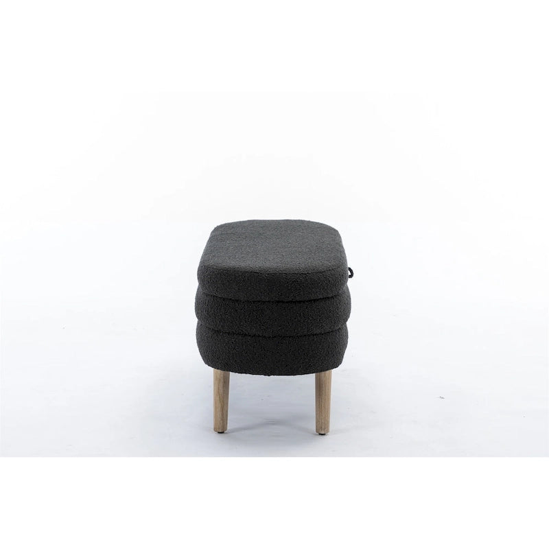 Storage Bench with Boucle Fabric and Internal Storage