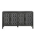4-Door Antique Storage Cabinet with Hollow Carved Doors