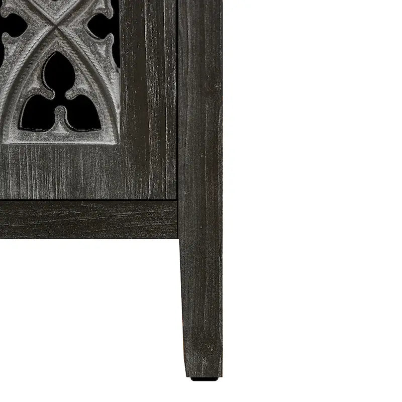 4-Door Antique Storage Cabinet with Hollow Carved Doors
