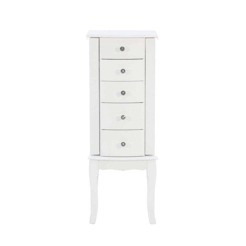 Scalloped Jewelry Armoire with Drawers - 35.5" - White
