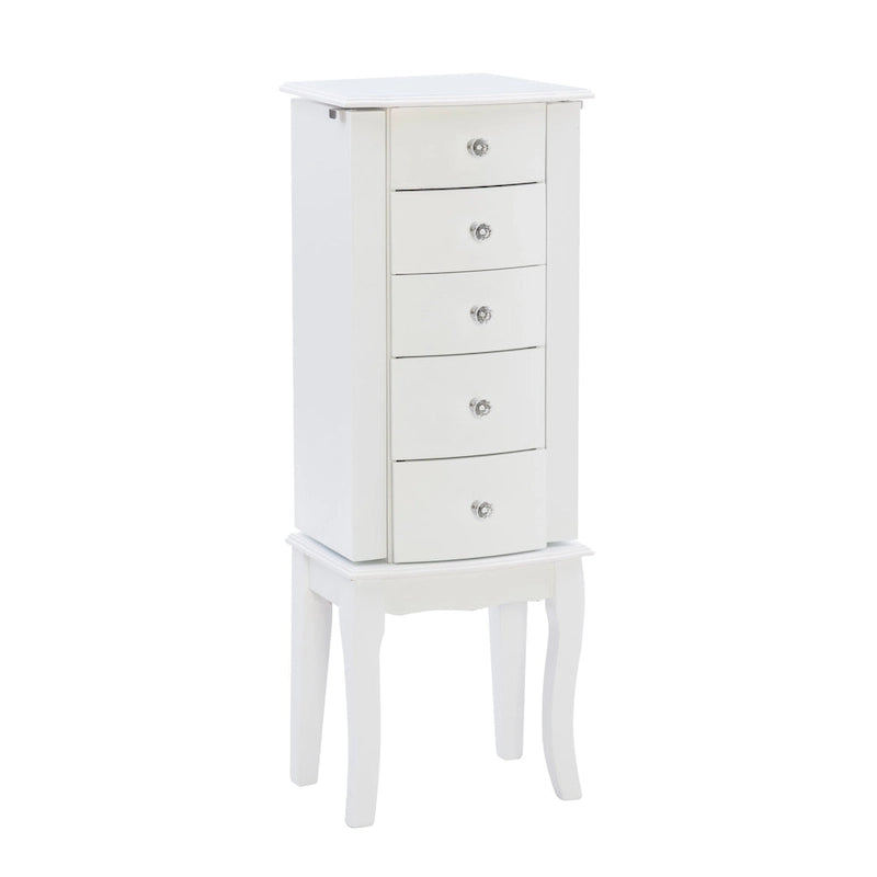 Scalloped Jewelry Armoire with Drawers - 35.5" - White