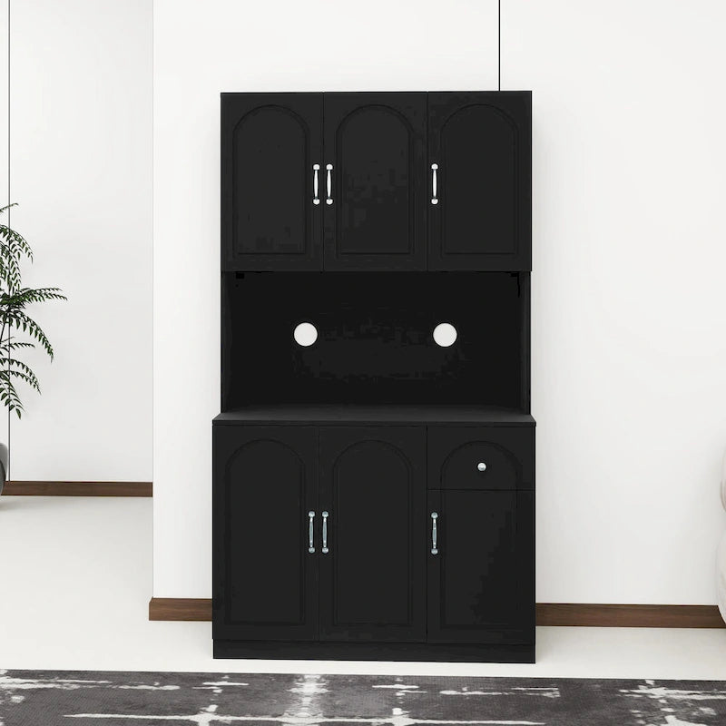 71" Kitchen Pantry Storage Cabinet with Microwave Countertop & Adjustable Shelves