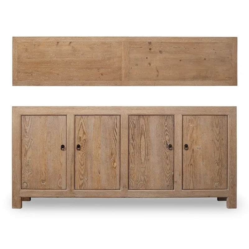 Sideboard With 4 Doors, Weathered Pinewood 86.6x18.9x39.8H