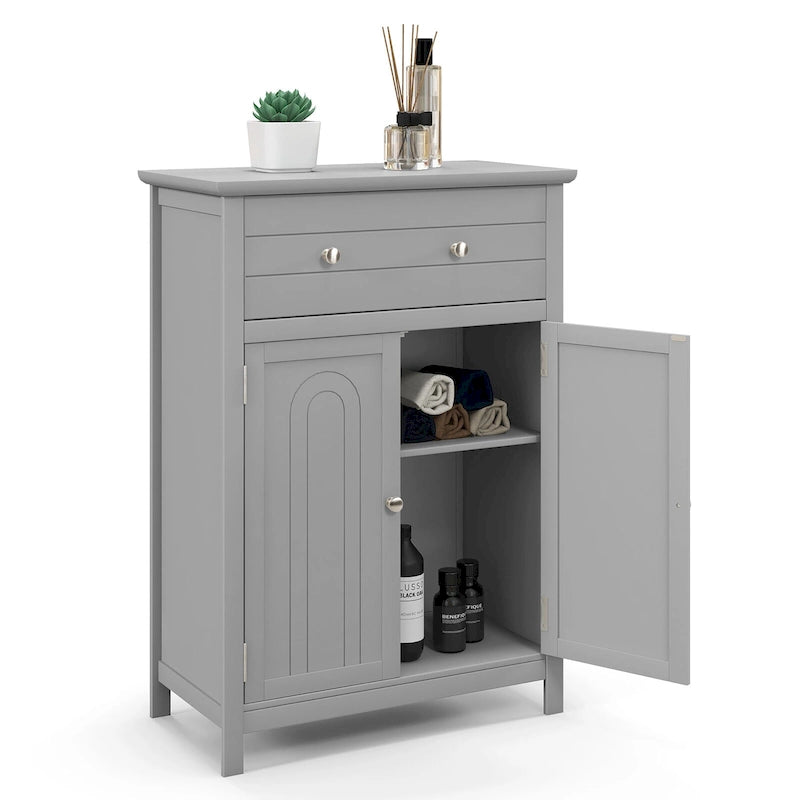 Bathroom Floor Cabinet Wooden Storage Organizer with Drawer