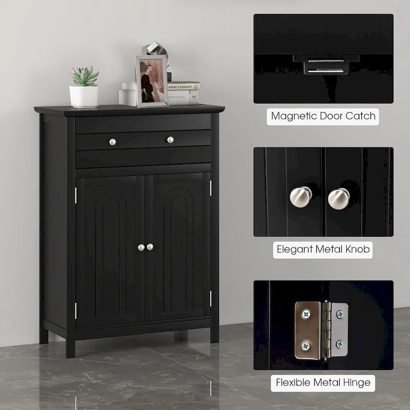 Bathroom Floor Cabinet Wooden Storage Organizer with Drawer