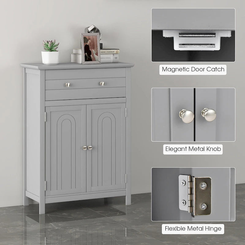 Bathroom Floor Cabinet Wooden Storage Organizer with Drawer