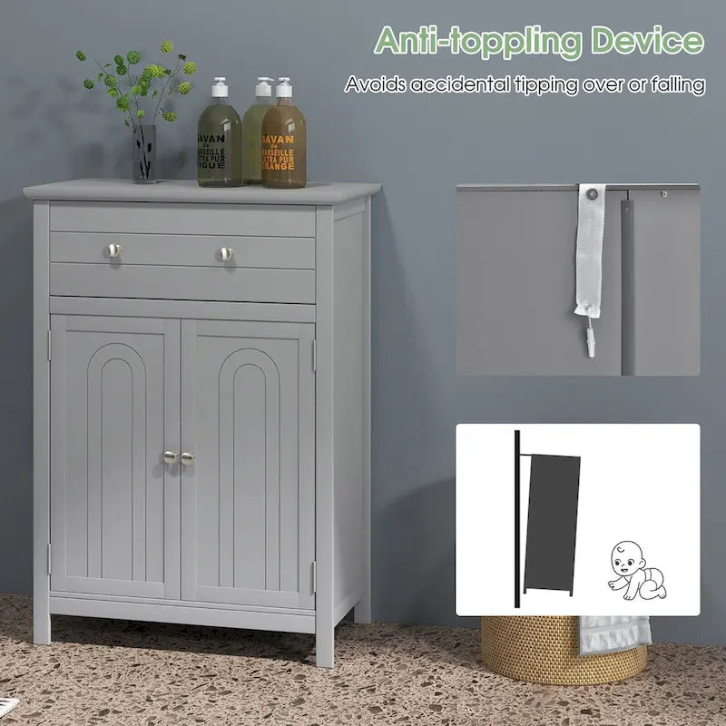 Bathroom Floor Cabinet Wooden Storage Organizer with Drawer