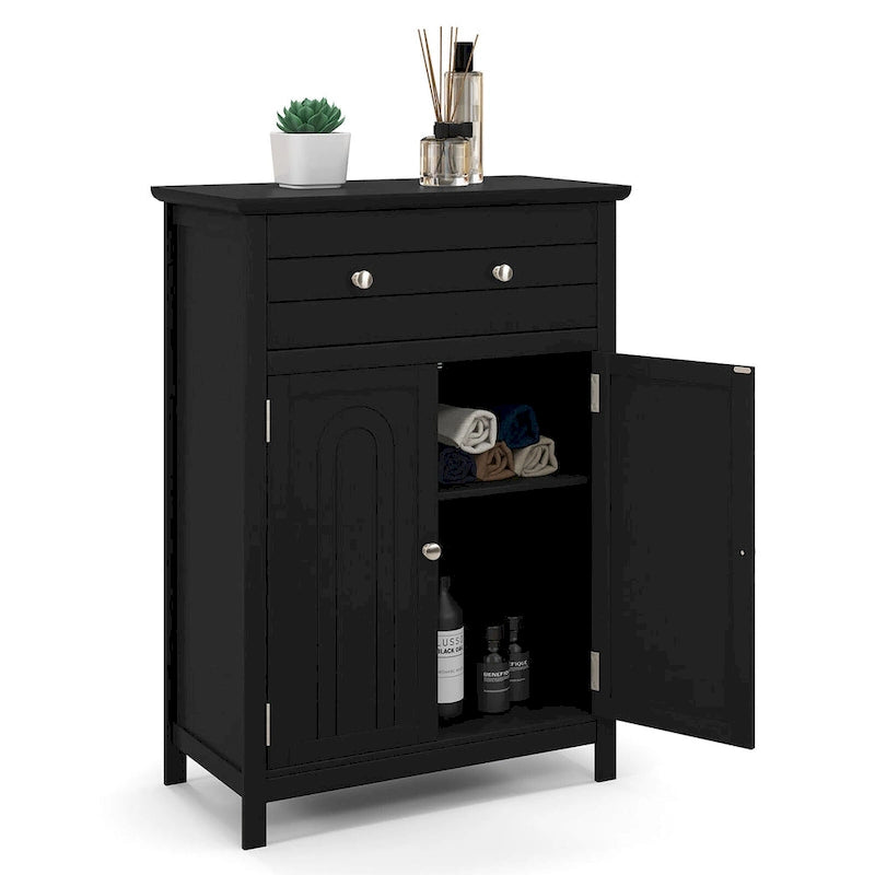 Bathroom Floor Cabinet Wooden Storage Organizer with Drawer