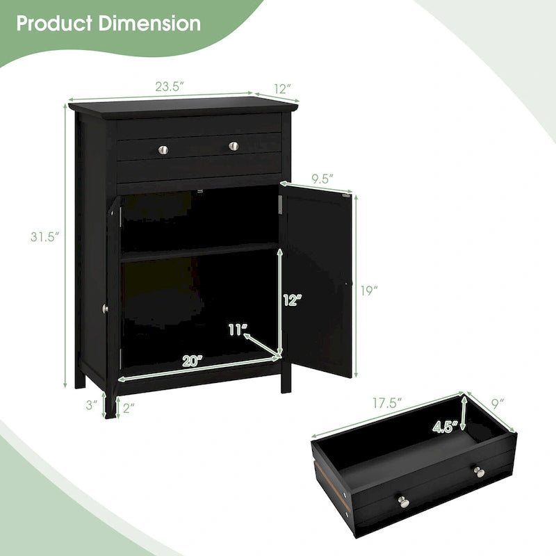 Bathroom Floor Cabinet Wooden Storage Organizer with Drawer
