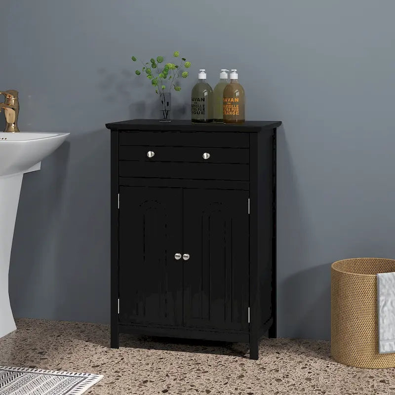 Bathroom Floor Cabinet Wooden Storage Organizer with Drawer