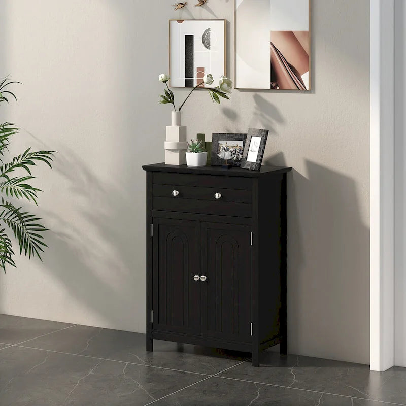 Bathroom Floor Cabinet Wooden Storage Organizer with Drawer