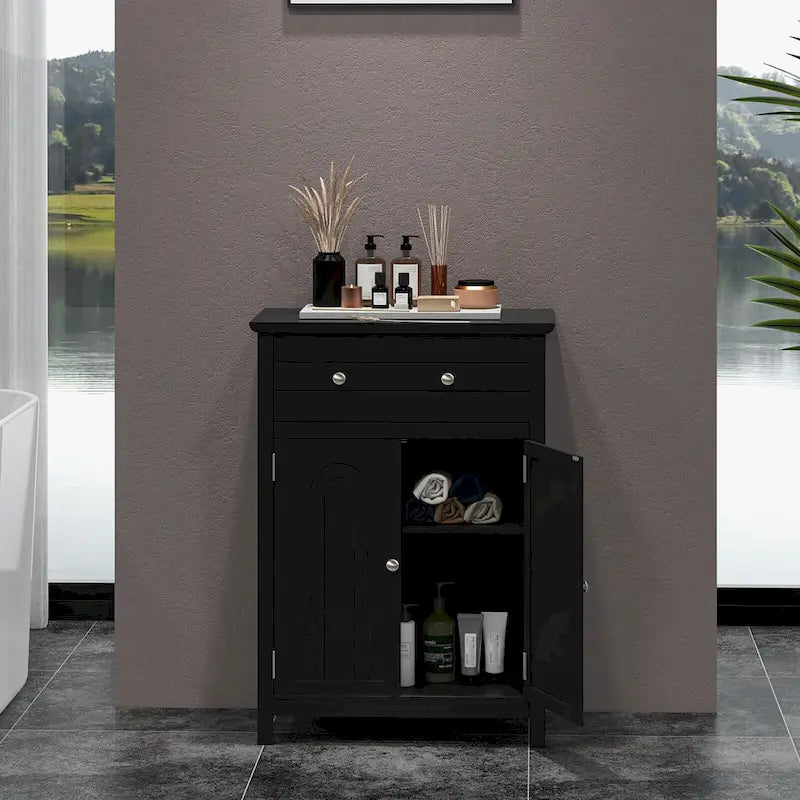 Bathroom Floor Cabinet Wooden Storage Organizer with Drawer