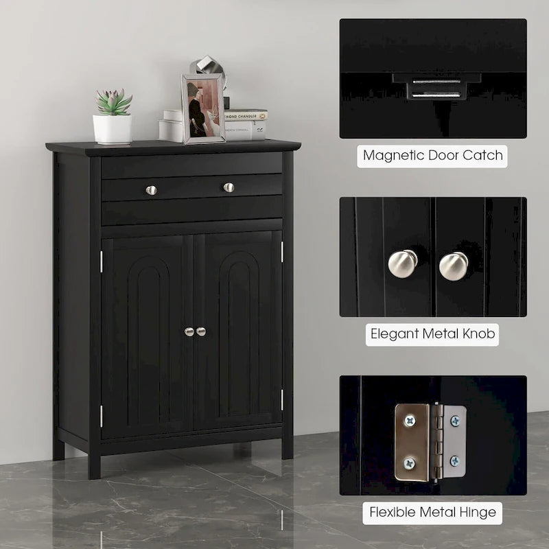 Bathroom Floor Cabinet Wooden Storage Organizer with Drawer