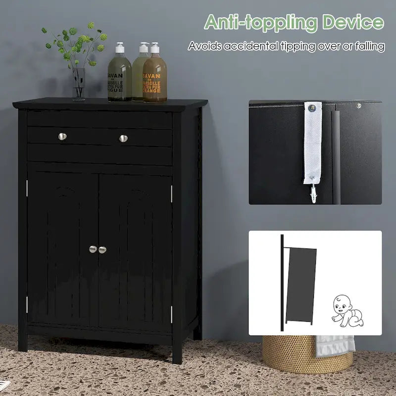 Bathroom Floor Cabinet Wooden Storage Organizer with Drawer