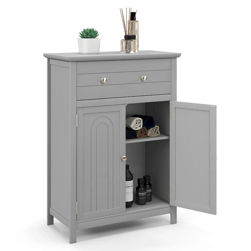 Bathroom Floor Cabinet Wooden Storage Organizer with Drawer