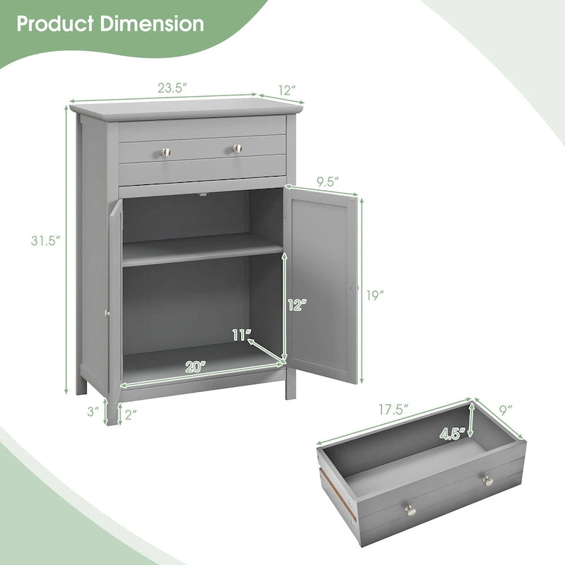 Bathroom Floor Cabinet Wooden Storage Organizer with Drawer
