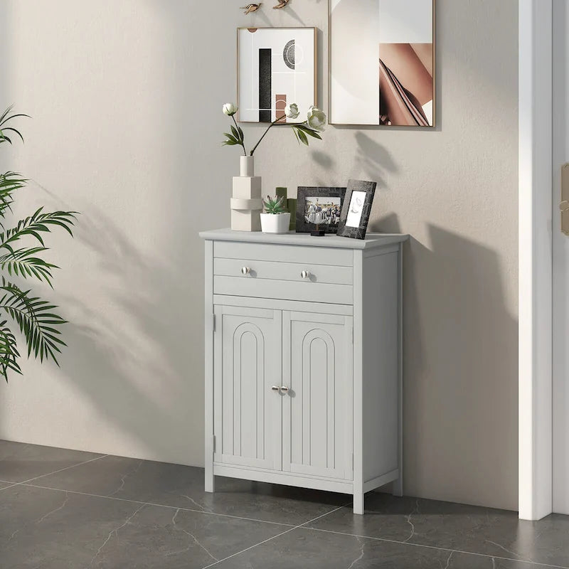 Bathroom Floor Cabinet Wooden Storage Organizer with Drawer