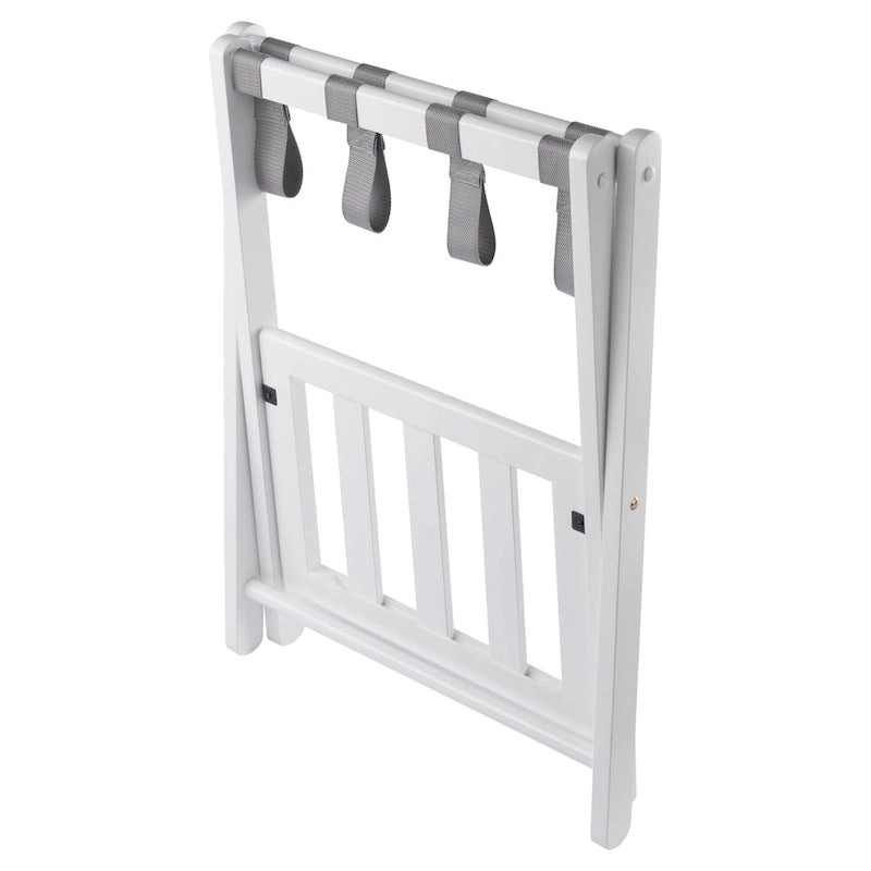Foldable Luggage Rack with Shelf - White and Gray