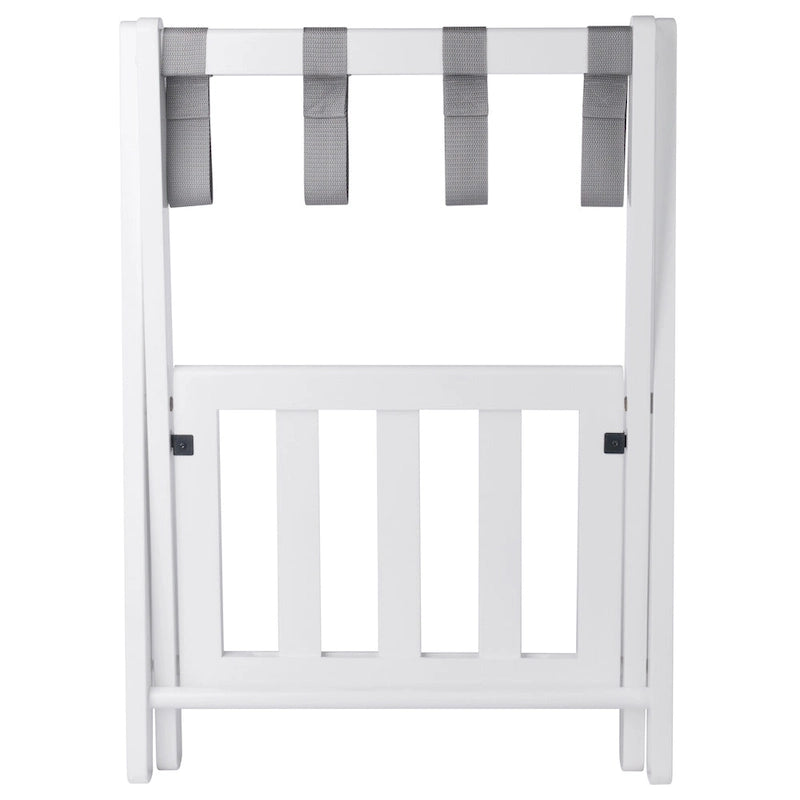 Foldable Luggage Rack with Shelf - White and Gray