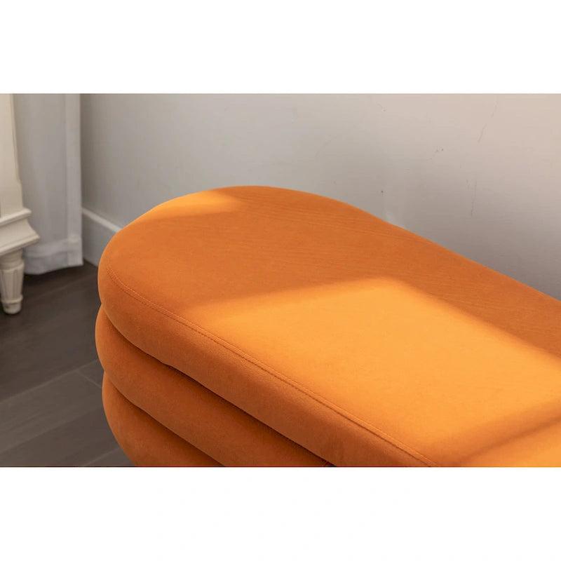 Velvet Fabric Storage Bench with Wood Legs