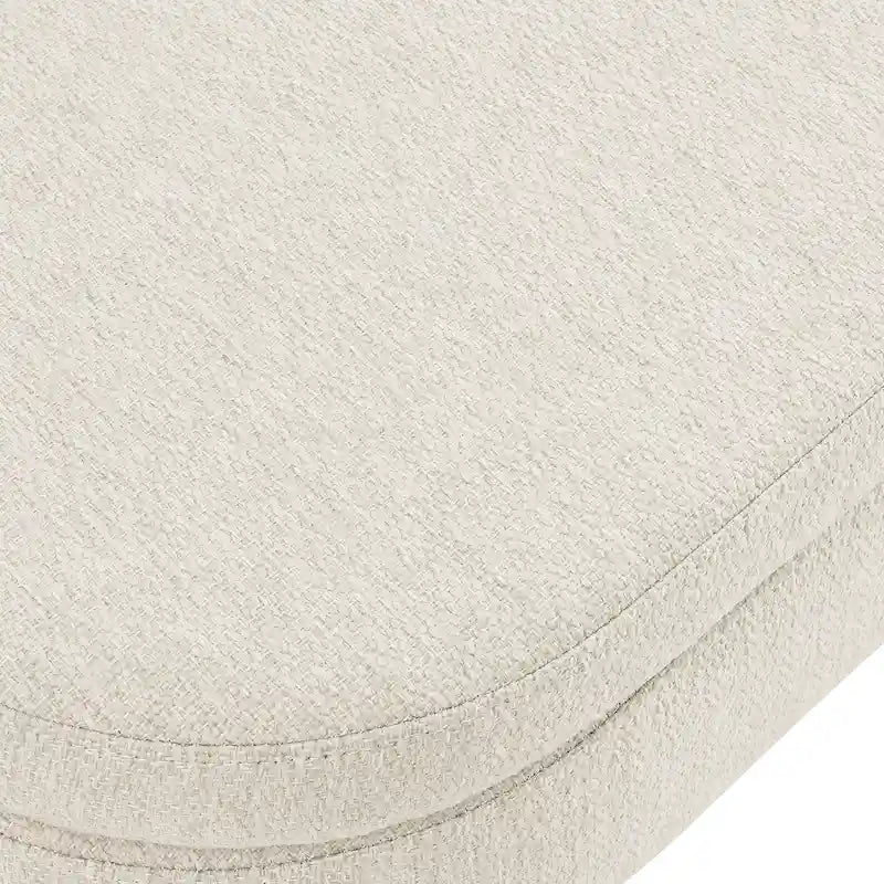 Oval Storage Bench with Rubber Wood Legs – Beige