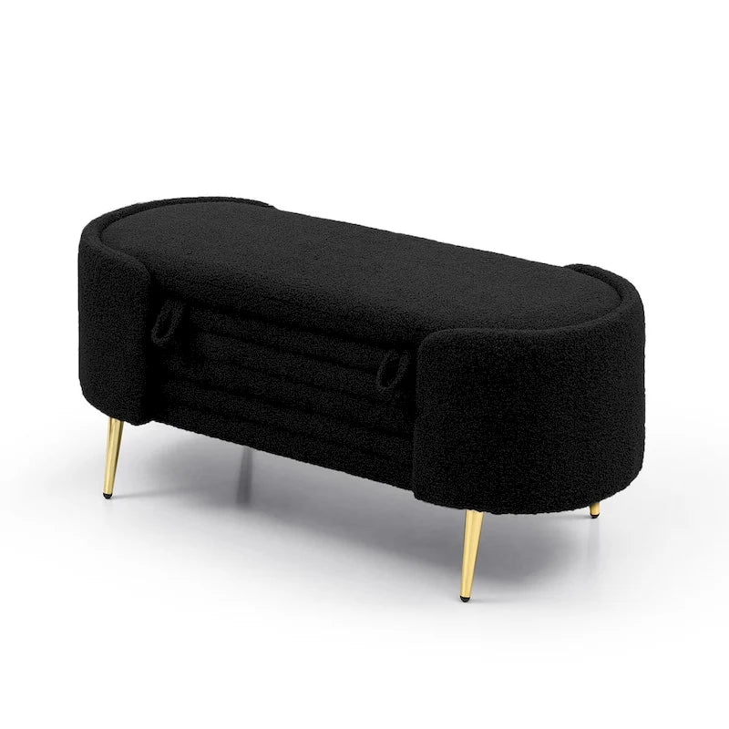 Faux Fur Storage Ottoman Bench