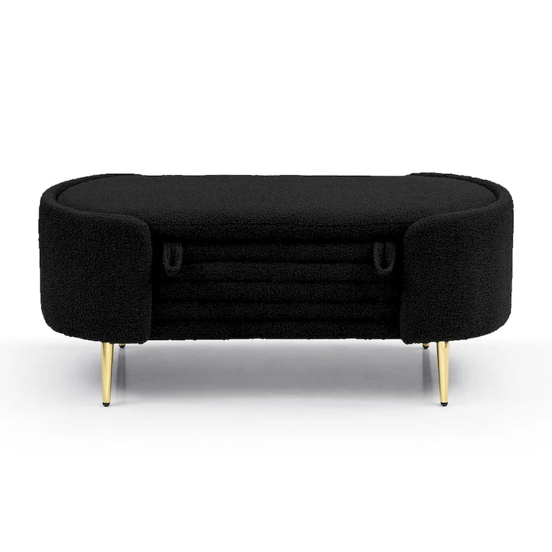Faux Fur Storage Ottoman Bench