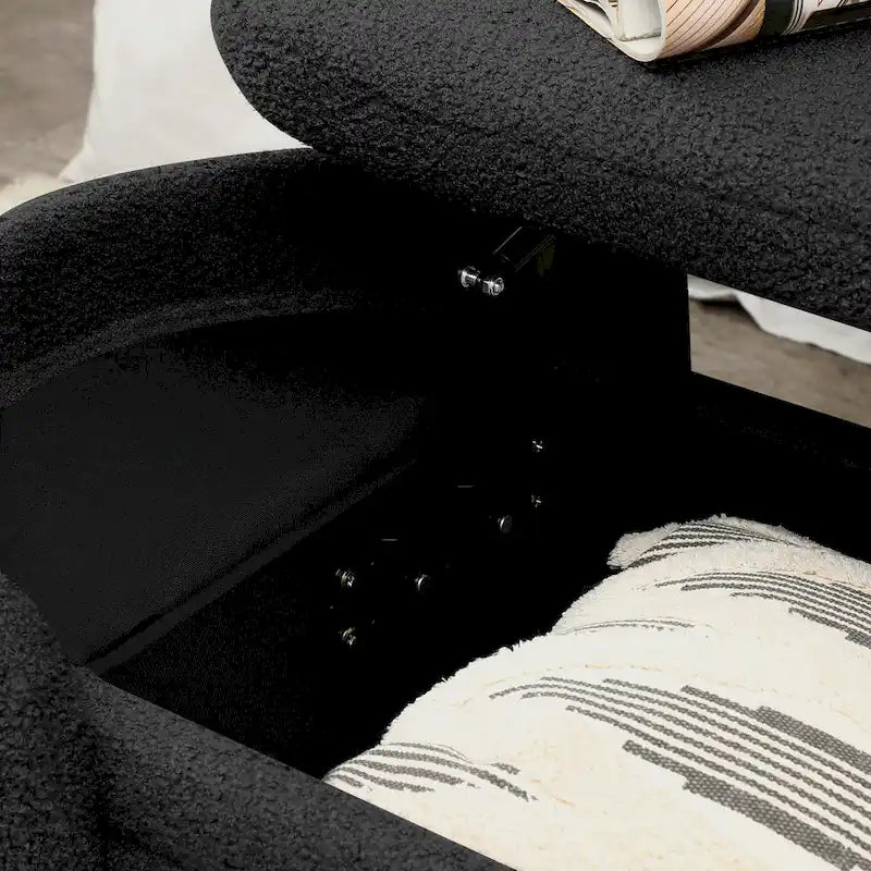 Faux Fur Storage Ottoman Bench