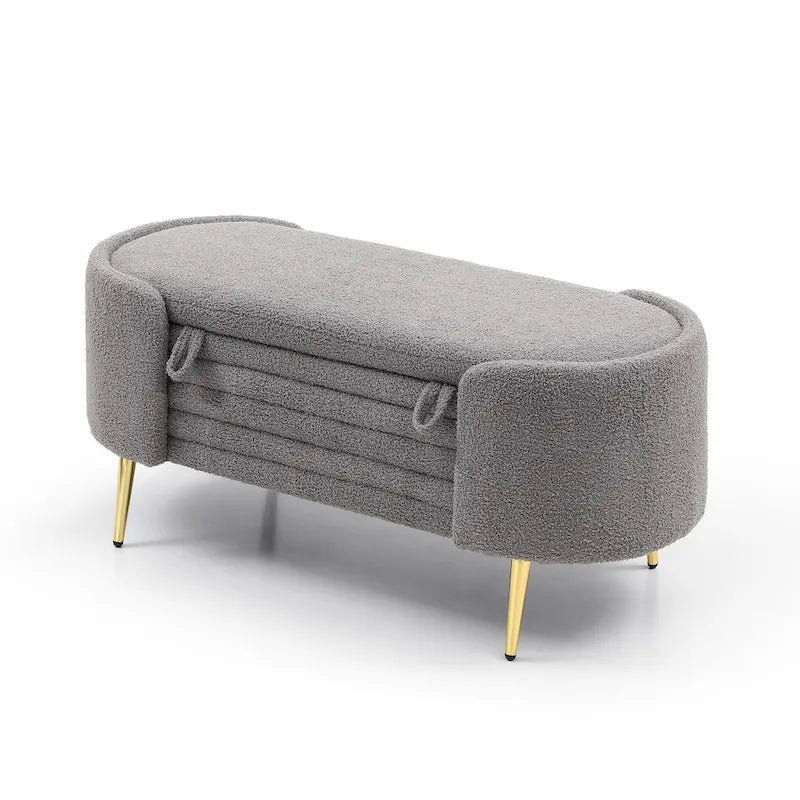 Faux Fur Storage Ottoman Bench