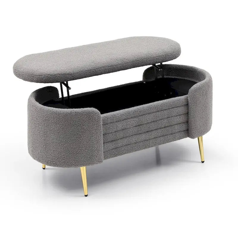 Faux Fur Storage Ottoman Bench
