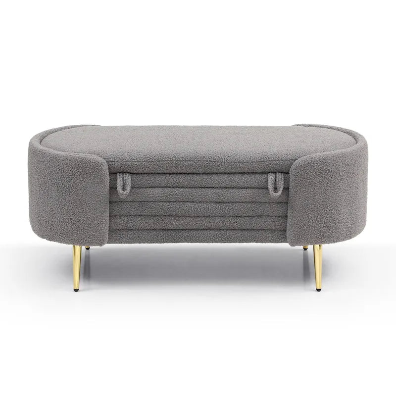 Faux Fur Storage Ottoman Bench