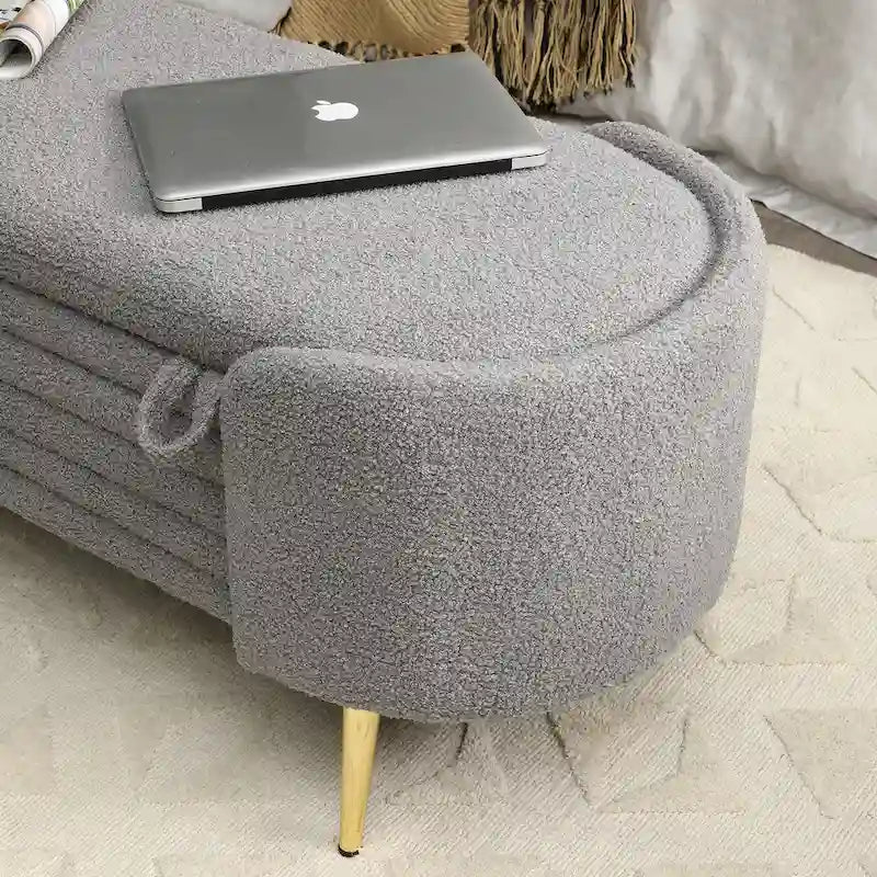 Faux Fur Storage Ottoman Bench