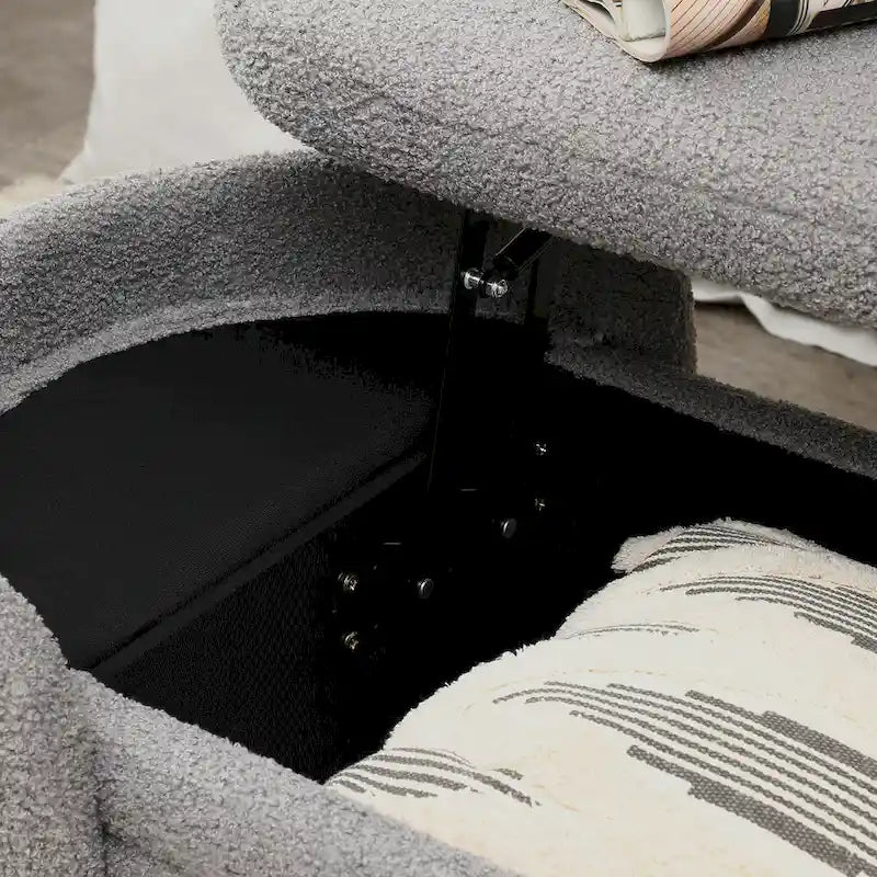 Faux Fur Storage Ottoman Bench