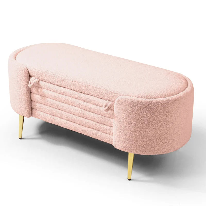 Faux Fur Storage Ottoman Bench