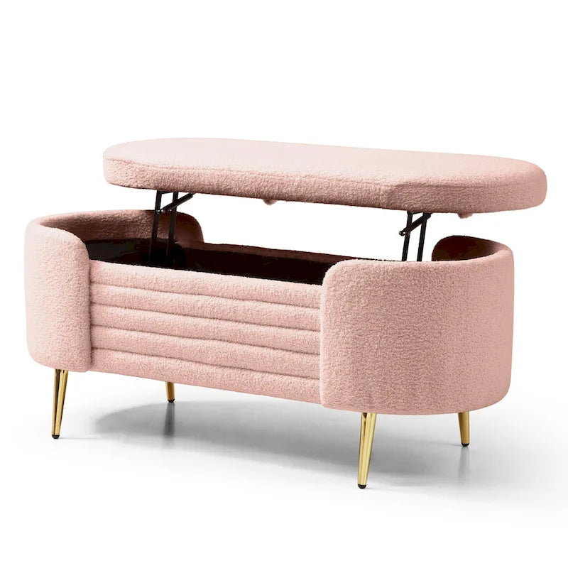 Faux Fur Storage Ottoman Bench