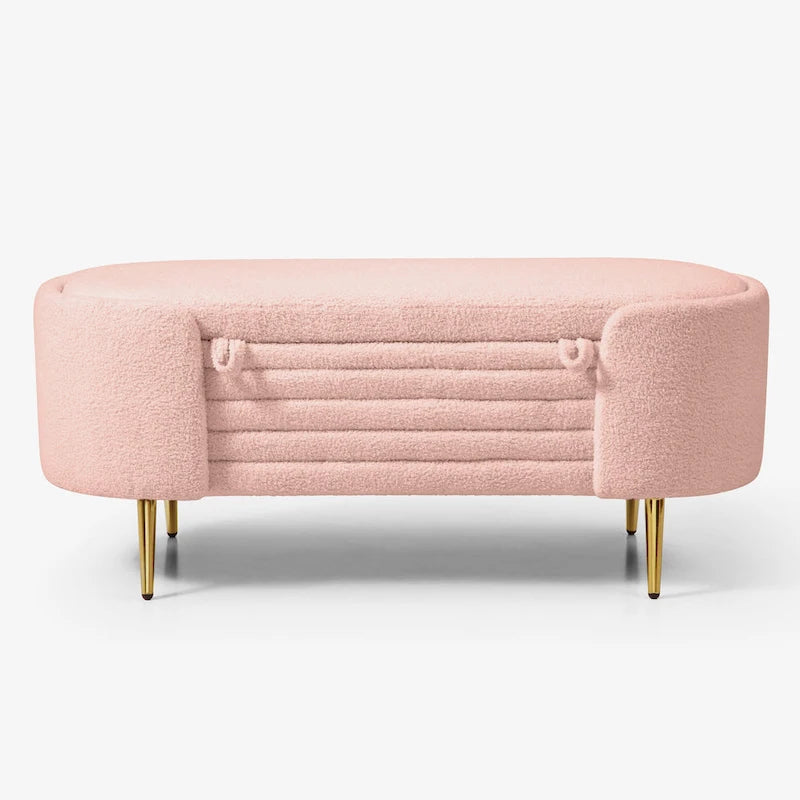 Faux Fur Storage Ottoman Bench