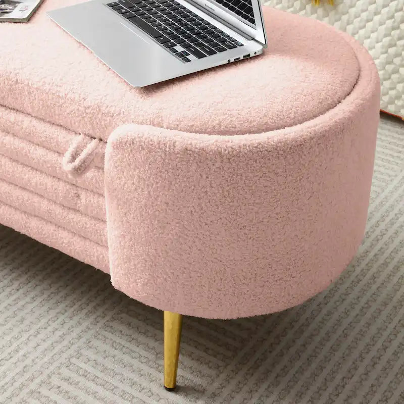 Faux Fur Storage Ottoman Bench