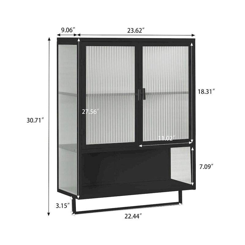 Glass Doors Modern Two-Door Wall Cabinet
