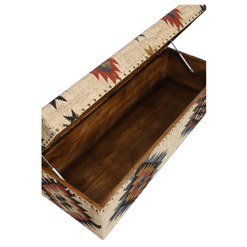 Handmade Kilim Upholstered Storage Bench